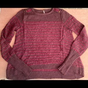 Free People Cotton Wool Blend Striped Sweater